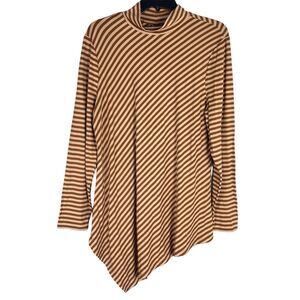 Chicos Tunic Top Womens Sz 2/ Large Long Sleeve Stripe Casual Fall Winter